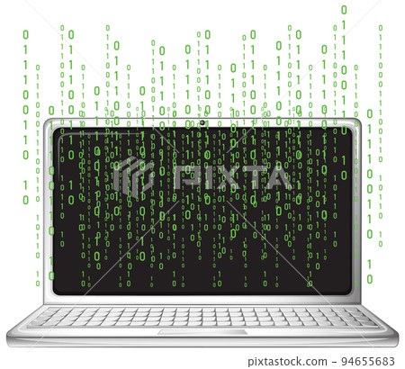 Laptop with binary code screen 94655683