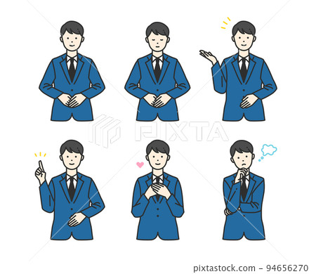 一個穿著乾淨西裝的商務人士指導顧客的插圖集 一個穿著乾淨西裝的商務人士指導顧客的插圖集 94656270