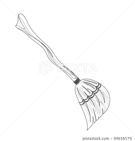 Vector image of a broom in detailed lines. Concept. Outline style. EPS 10 Vector image of a broom in detailed lines. Concept. Outline style. EPS 10 94656579