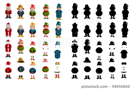 Vector set of fairy tale characters in cartoon style, their silhouettes and constituent elements. EPS 10 Vector set of fairy tale characters in cartoon style, their silhouettes and constituent elements. EPS 10 94656608