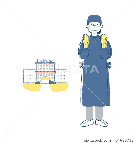 Surgeon in surgical gown and hospital 94656752