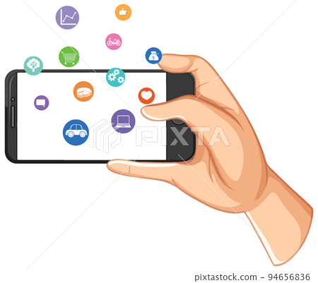 Hand holding smartphone isolated Hand holding smartphone isolated 94656836