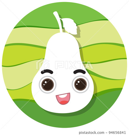 Pear fruit on green circle background Pear fruit on green circle background 94656841