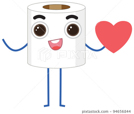 Toilet roll cartoon character on white background Toilet roll cartoon character on white background 94656844