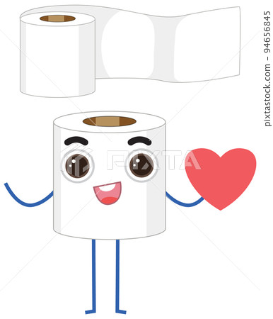 Toilet roll cartoon character on white background 94656845