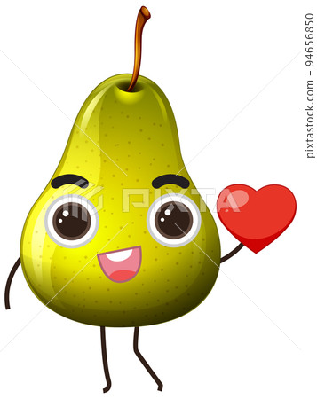 Green pear holding heart on white background Green pear holding heart on white background 94656850
