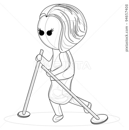 Vector image of a middle-aged woman during training. Nordic walking. Isolated over white background. EPS 10 Vector image of a middle-aged woman during training. Nordic walking. Isolated over white background. EPS 10 94657408
