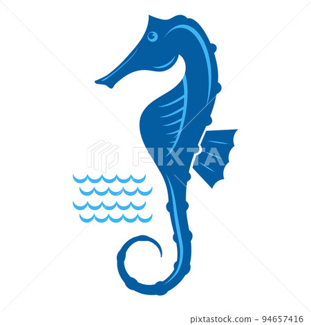 Blue Seahorse Icon. Logo design on White Background. Tropical Exotic Fish 94657416