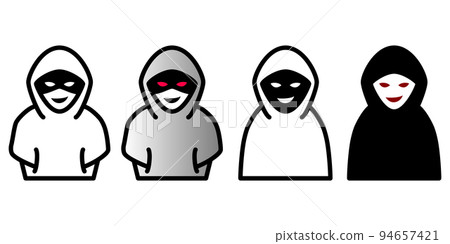Suspicious person wearing a hood, criminal vector icon illustration material Suspicious person wearing a hood, criminal vector icon illustration material 94657421