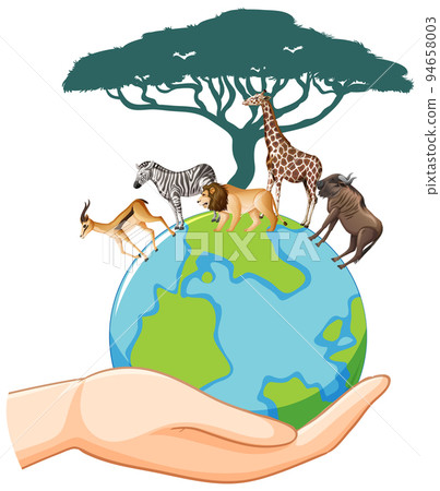Animals on earth icon on white background 94658003