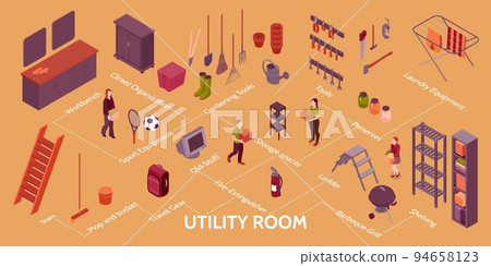 Utility Room Isometric Infographics 94658123