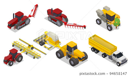 Isometric Agricultural Machinery Set - Stock Illustration [94658147 ...