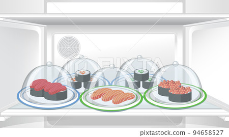 Inside of refrigerator with foods Inside of refrigerator with foods 94658527