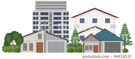 Front of urban houses isolateed 94658532
