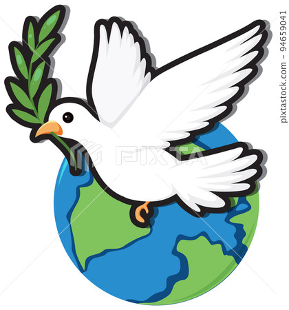 Dove bird on the earth in cartoon style Dove bird on the earth in cartoon style 94659041