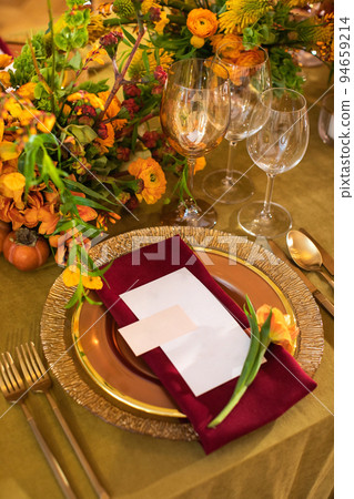 Decorated served table for wedding party or other event 94659214