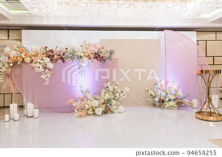 Bright and delicate flowers at the wedding ceremony Bright and delicate flowers at the wedding ceremony 94659255