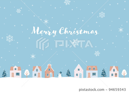 Background illustration of a snowy Christmas cityscape 94659343