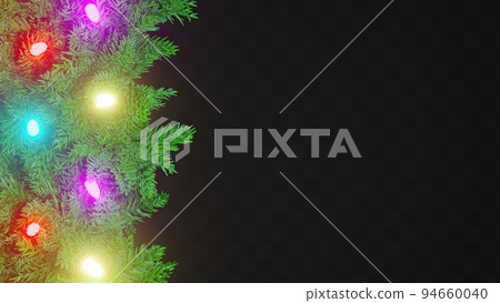 聖誕燈框架和黑色背景插圖 94660040