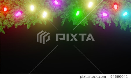 聖誕燈框架和黑色背景插圖 聖誕燈框架和黑色背景插圖 94660041