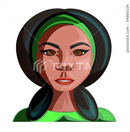 Vector image of a woman with slanting eyes and red skin in full face, isolated on white background. EPS 10 Vector image of a woman with slanting eyes and red skin in full face, isolated on white background. EPS 10 94660104