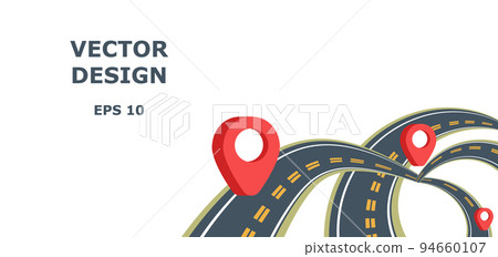 Vector image of paved roads making up the perfect campaign with negative space for your lettering. Cartoon style. EPS 10 Vector image of paved roads making up the perfect campaign with negative space for your lettering. Cartoon style. EPS 10 94660107