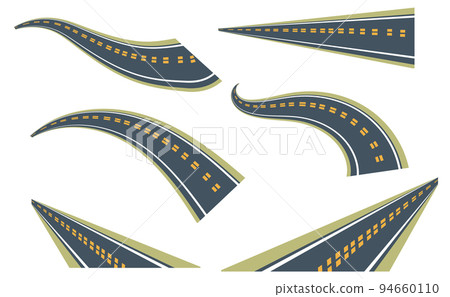 Vector image of a set of asphalt roads. Cartoon style. EPS 10 Vector image of a set of asphalt roads. Cartoon style. EPS 10 94660110