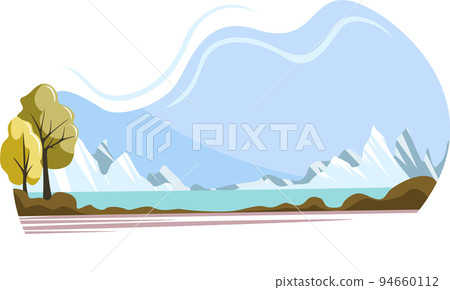 Vector nature background image with hills, sea and green zone. EPS 10. Concept. Cartoon style Vector nature background image with hills, sea and green zone. EPS 10. Concept. Cartoon style 94660112