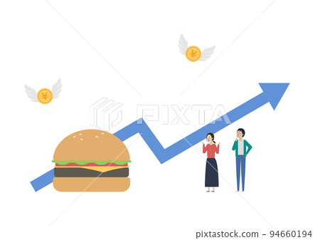 Price Rush! I used to be able to buy a hamburger for 80 yen... illustration material Price Rush! I used to be able to buy a hamburger for 80 yen... illustration material 94660194