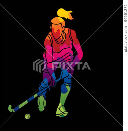 Field Hockey Sport Female Player Action Cartoon Graphic Vector Field Hockey Sport Female Player Action Cartoon Graphic Vector 94661273