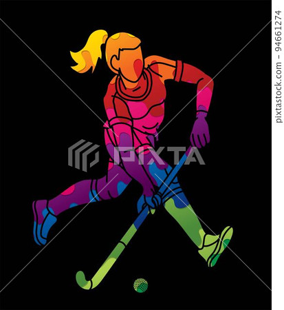 Field Hockey Sport Female Player Action Cartoon Graphic Vector Field Hockey Sport Female Player Action Cartoon Graphic Vector 94661274