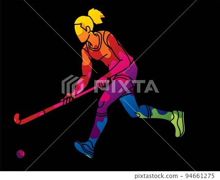 Field Hockey Sport Female Player Action Cartoon Graphic Vector Field Hockey Sport Female Player Action Cartoon Graphic Vector 94661275