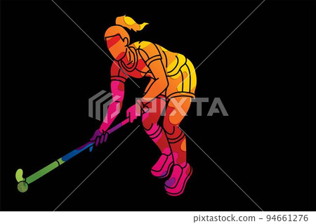 Field Hockey Sport Female Player Action Cartoon Graphic Vector Field Hockey Sport Female Player Action Cartoon Graphic Vector 94661276