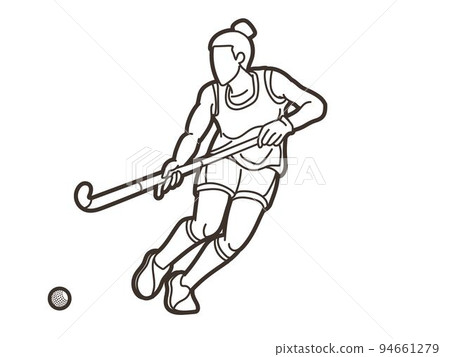 Field Hockey Sport Female Player Action Cartoon Graphic Vector Field Hockey Sport Female Player Action Cartoon Graphic Vector 94661279
