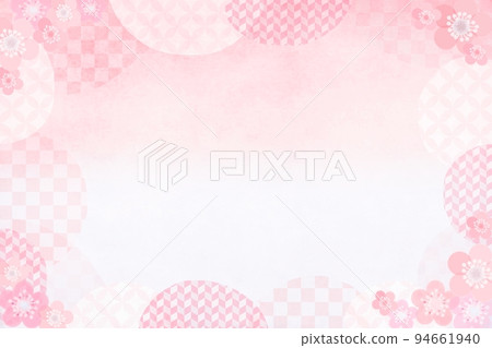 New Year's card background material Japanese pattern checkered pattern plum pink New Year's card background material Japanese pattern checkered pattern plum pink 94661940