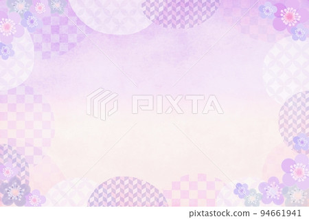 New Year's card background material Japanese pattern checkered pattern plum purple New Year's card background material Japanese pattern checkered pattern plum purple 94661941