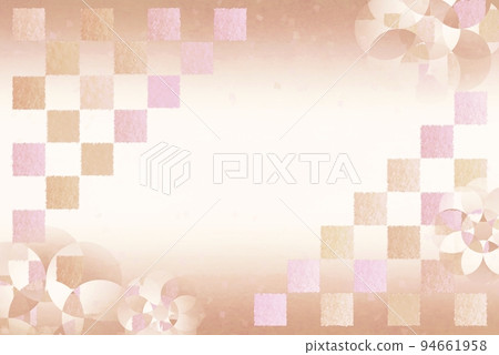 日式新年賀卡背景棕色方格花 日式新年賀卡背景棕色方格花 94661958