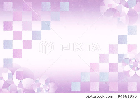 日式新年賀卡背景紫色方格花 94661959