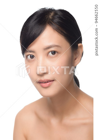 Portrait of beautiful young asian woman clean fresh bare skin concept. Asian girl beauty face skincare and health wellness, Facial treatment, Perfect skin, Natural make up on white background 94662550