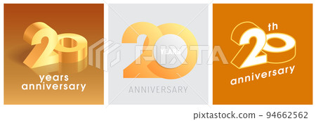 20 years anniversary set of vector graphic icons, logos. Design elements with golden number 20 years anniversary set of vector graphic icons, logos. Design elements with golden number 94662562