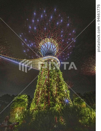 Singapore, July 24, 2022 - Super tree grove lit at night 94663776