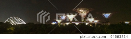 Singapore, July 24, 2022 - Super tree grove in distance at night 94663814