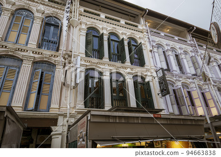 Singapore, July 24, 2022 - upper floor apartments are colorful in Chinatown Singapore, July 24, 2022 - upper floor apartments are colorful in Chinatown 94663838