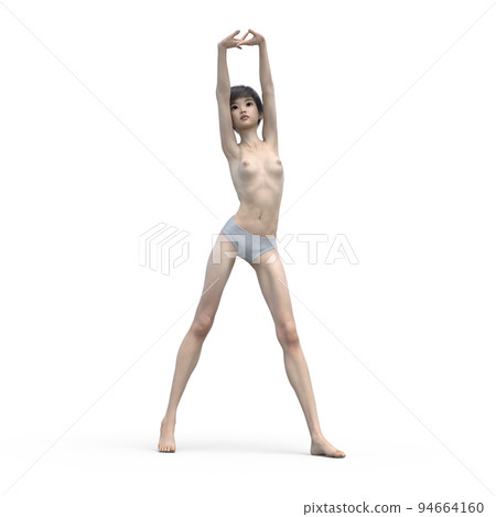 Posing woman nude perming3DCG illustration material 94664160