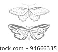 Stylized butterflies, line art, vector illustration 94666335