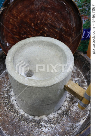 Stone mortar for grinding buckwheat seeds 94667867