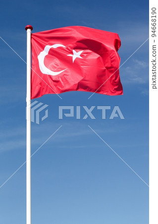 Flag of Turkey waving in the sky  94668190