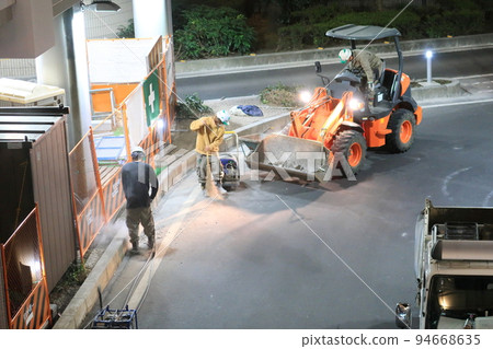 Road curb construction and sidewalk interlocking construction 94668635