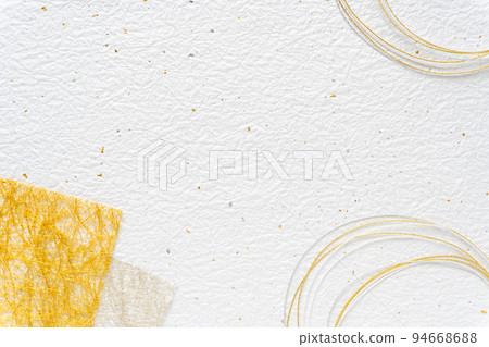 Gold and silver Japanese style background on white Japanese paper 94668688