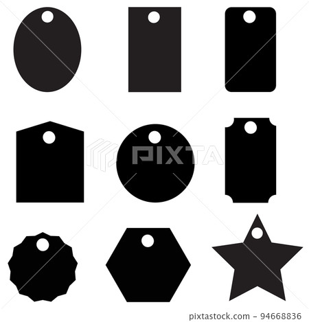 circle tag on white background. blank cardboard shopping labels with strings. flat style. circle tag on white background. blank cardboard shopping labels with strings. flat style. 94668836